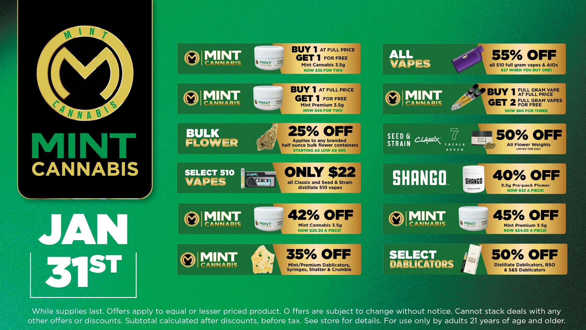 Cannabist Longwood 1.31.26 Mint Cannabis Specials!