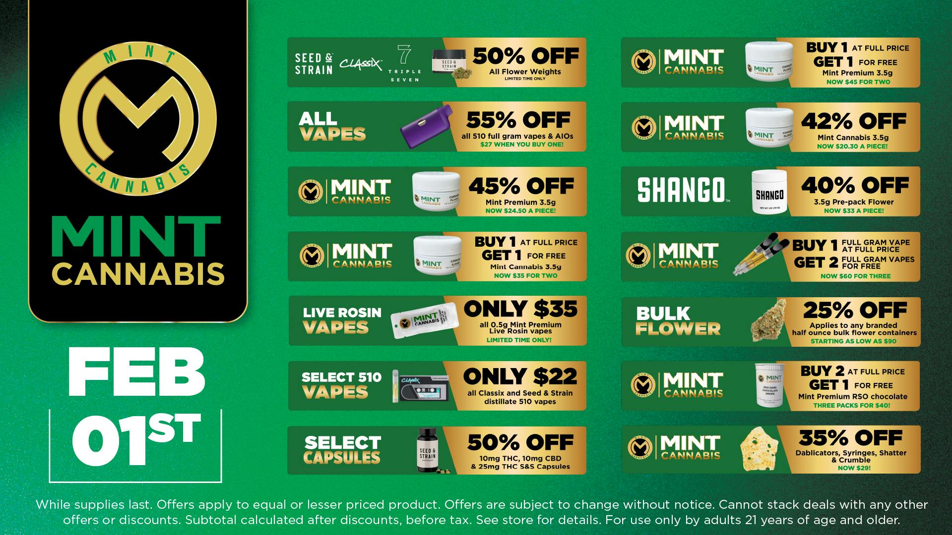 Cannabist Melbourne 2.1.26 Mint Cannabis Specials!