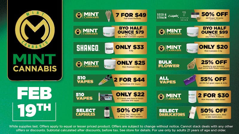 Cannabist Brandon Mint Cannabis 02.17.26 Deals