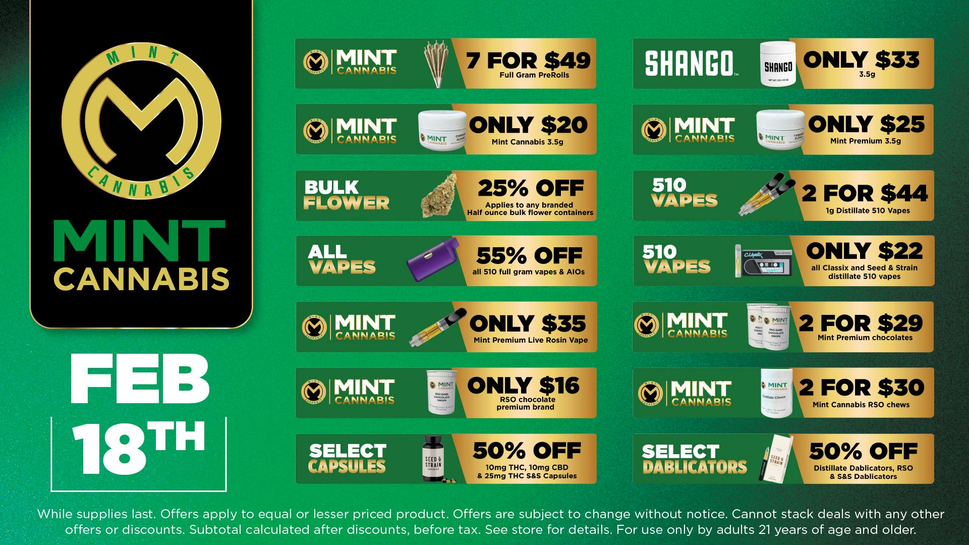 Cannabist Longwood Mint Cannabis Deals 02.18.26