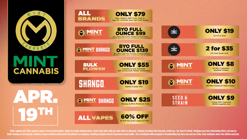 Cannabist Sarasota Mint Cannabis 04.19.26 Deals