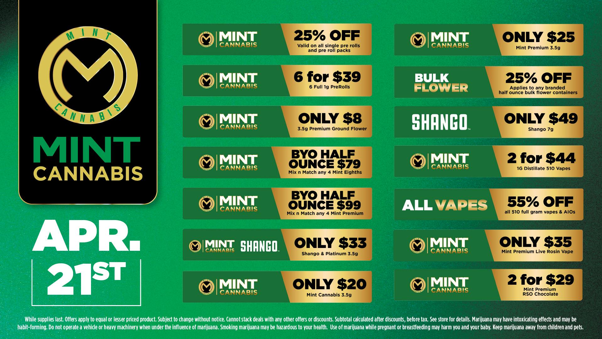 Cannabist Longwood Mint Cannabis Deals 04.21.26