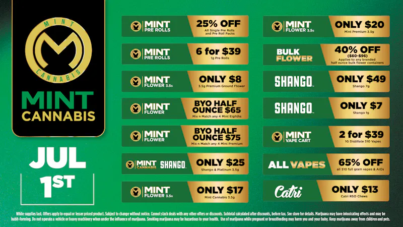 Cannabist Brandon Mint Cannabis Deals 07.01.2026!