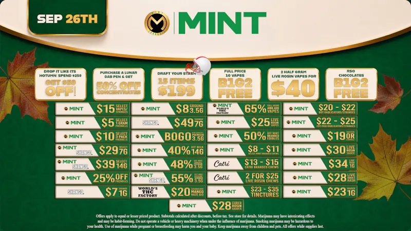 Mint Cannabis - Melbourne 09.26.26 Special
