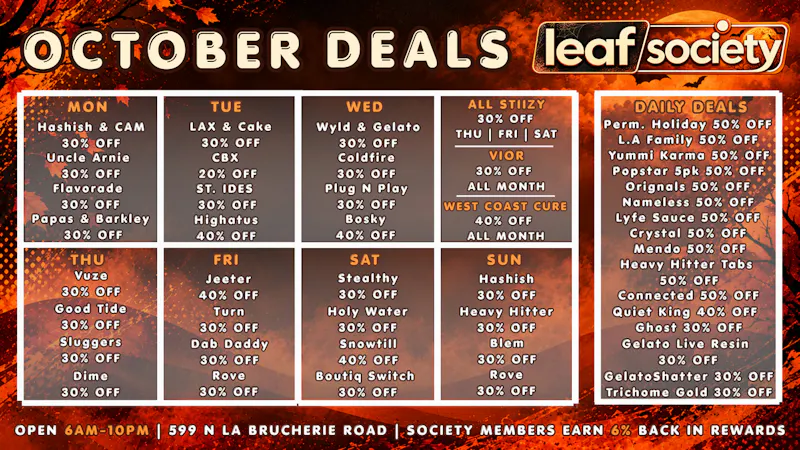 Leaf Society October Deals – No Tricks, Just Deals + 6% Back
