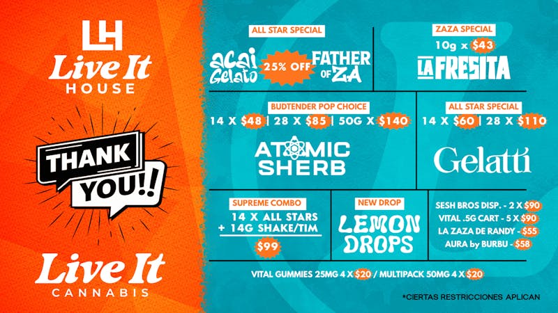 Live It House 🍓10g x $43 / 28g x $85 / 28g x $95 / 28g x $110💥
