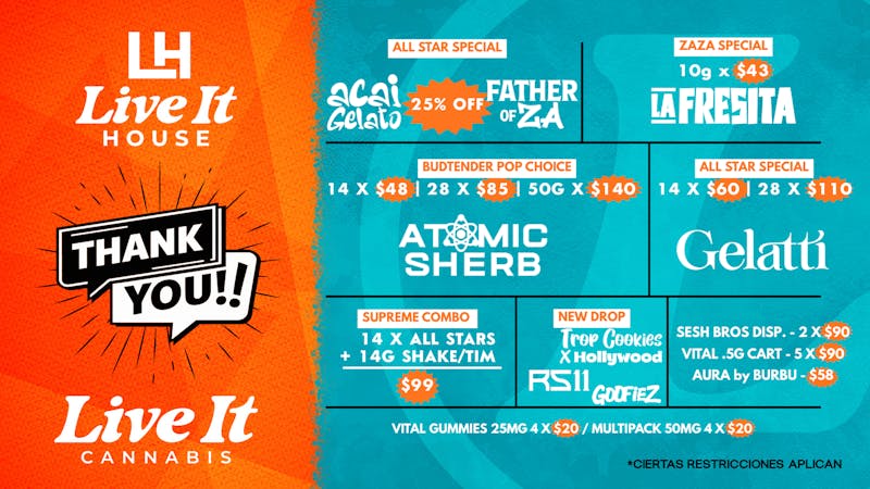 Live It House 🍓10g x $43 / 28g x $85 / 28g x $95 / 28g x $110💥