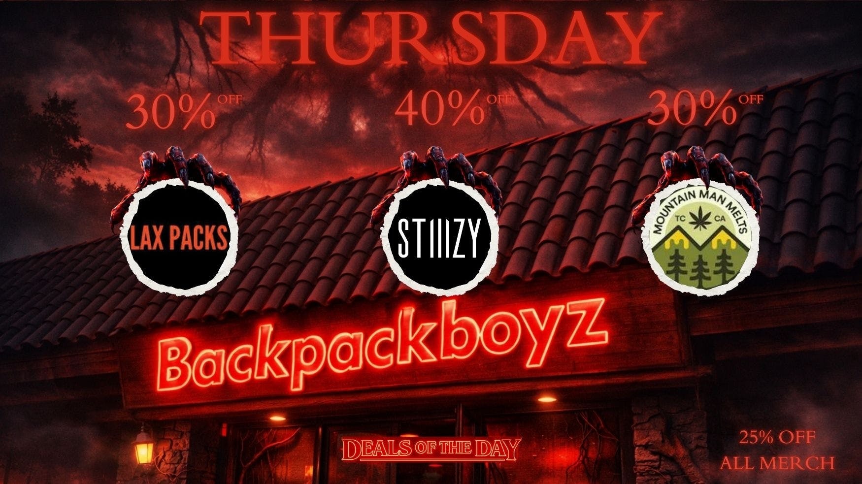 Backpack Boyz San Bernardino 30% OFF LAX & NOUNTAIN MAN – Thursdays Only!
