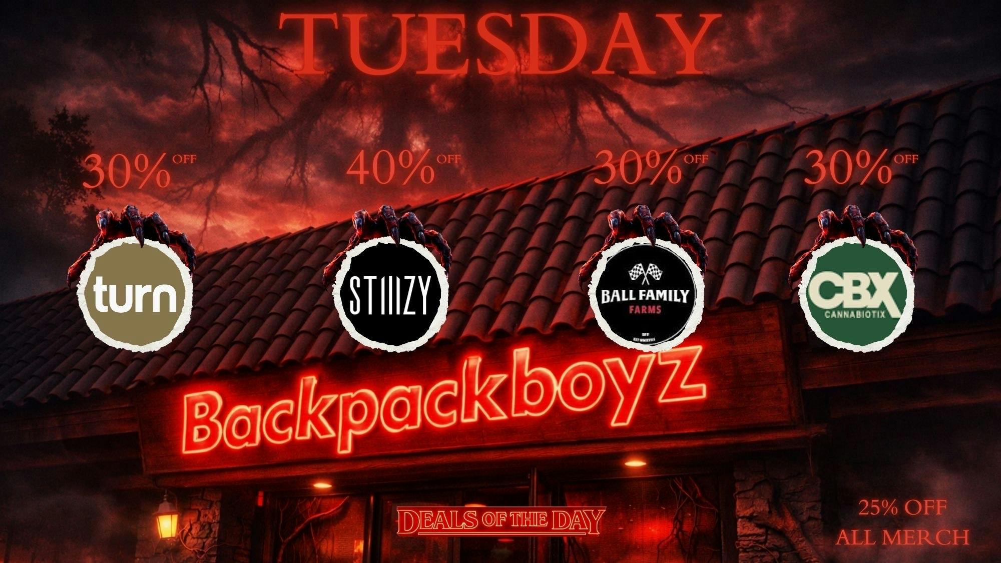 Backpack Boyz San Bernardino 🔥30% OFF BALL FAMILY FARMS, TURN & CBX – Tuesdays