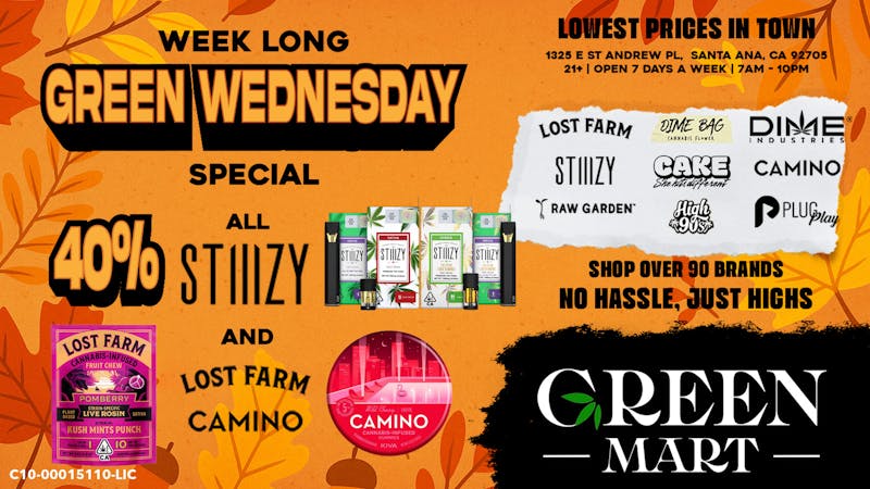 Green Mart Green Wednesday Blowout – 40% Off STIIIZY, Lost Fa