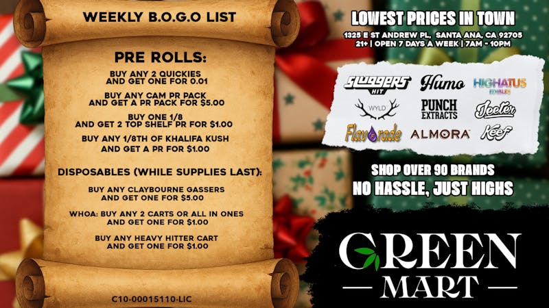 Green Mart 🎄 Holiday Pre-Roll & Disposable BOGO Blowout! 🎁