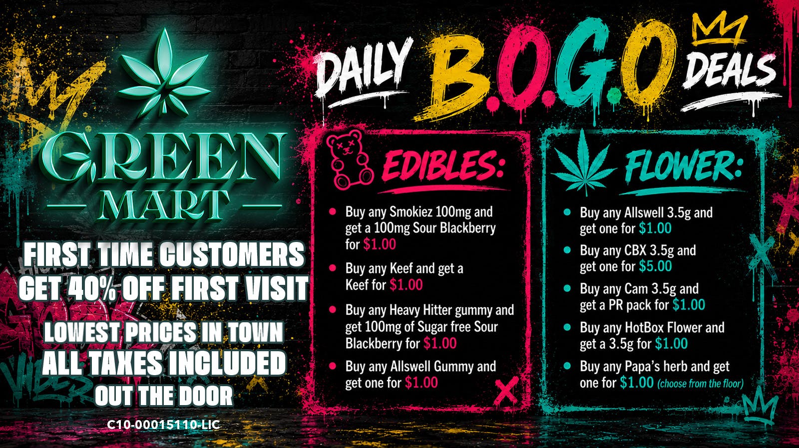 Green Mart BOGO Deals On Edibles and Flower