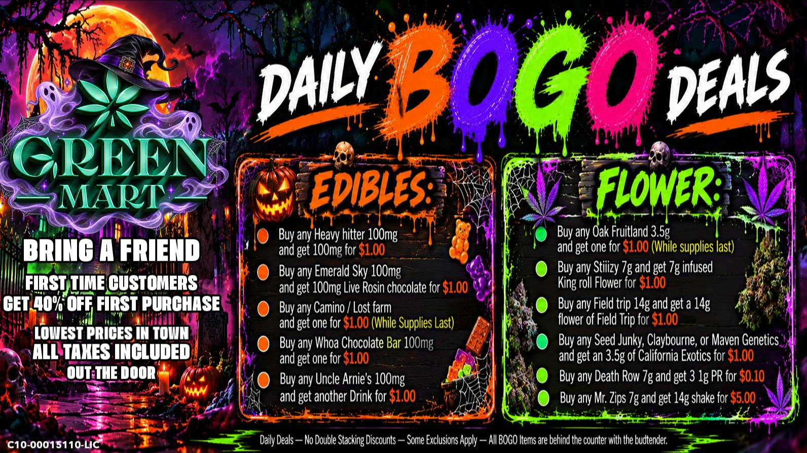Green Mart Daily BOGO Deals On Edibles and Flower