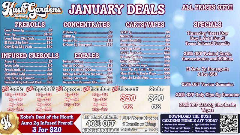 Kush Gardens - Okmulgee January Deals @ Kush Gardens!!