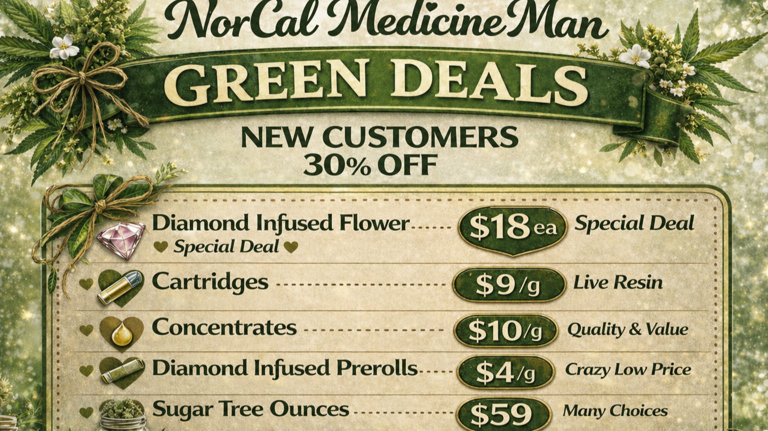 NorCal Medicine Man - Folsom 70% OFF Infused Prerolls !