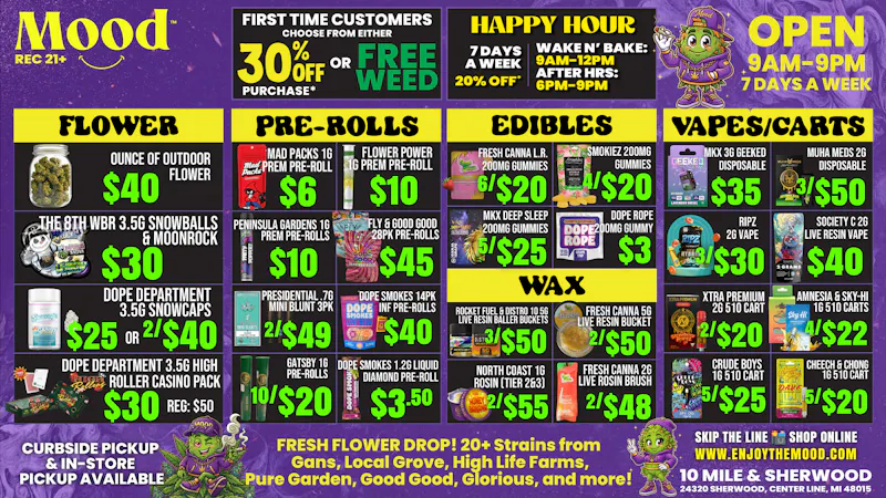 Mood Provisioning Center - Center Line Fresh Flower, Big Deals & Happy Hour 🔥