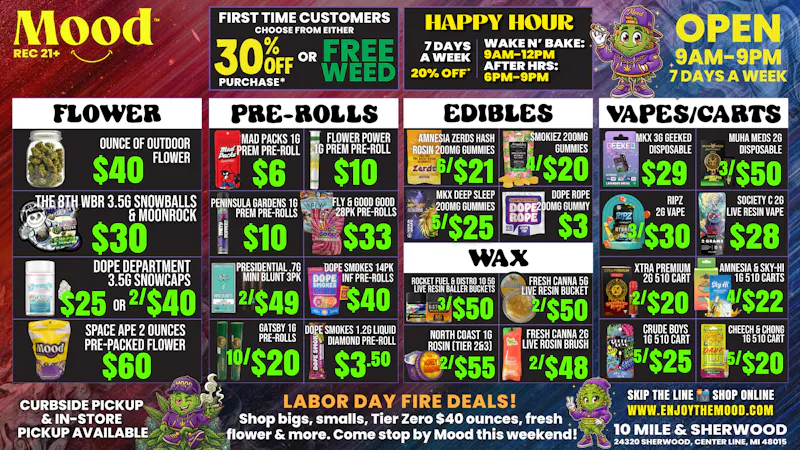 Mood Provisioning Center - Center Line Labor Day Deals @ Mood! 🔥💜