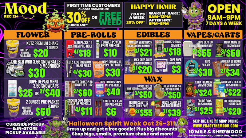 Mood Provisioning Center - Center Line Fresh Flower Drop & Spooky Deals @ Mood!