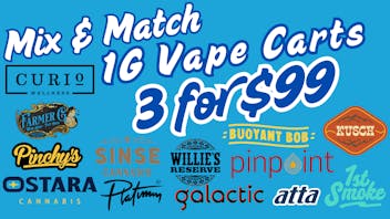 Vertical Dispensary Mix & Match Select 1G Vape Carts - 3 for $99