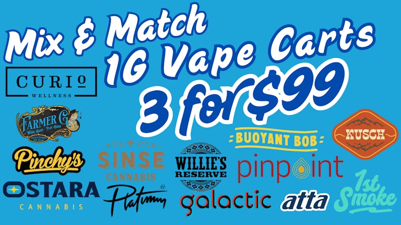 Vertical Dispensary Mix & Match Select 1G Vape Carts - 3 for $99