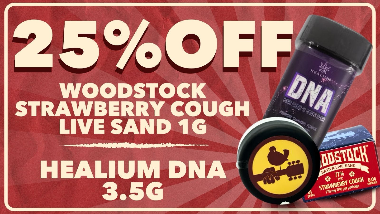 Dark Horse Dispensary 25% OFF – WOODSTOCK & HEALIUM
