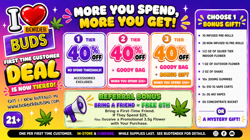 Border Buds FIRST TIME CUSTOMERS GET BIG REWARDS