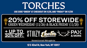 Torches NYC 20% Off STOREWIDE | Green Weds & Black Friday Sale