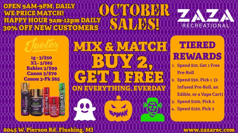 Zaza Recreational EVERYTHING IN STORE – BUY 2, GET 1 FREE – EVERYDAY