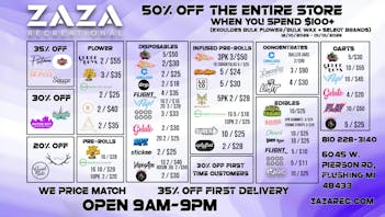 Zaza Recreational 50% OFF ORDERS $100+! *excludes select items