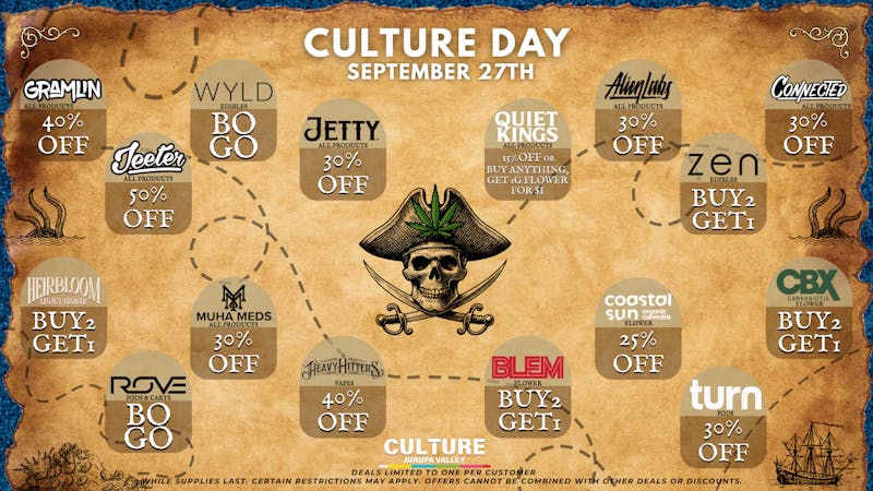 Culture Cannabis Club Marijuana and Weed Delivery - Ontario / Montclair CULTURE DAY DEALS 9/27/25