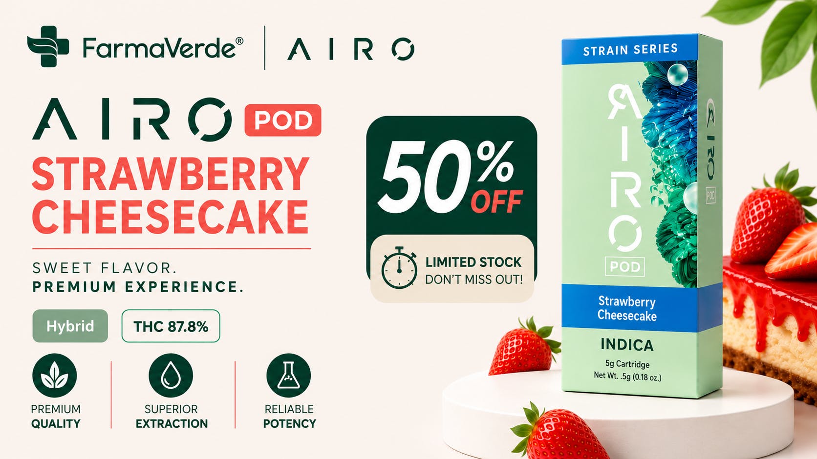 FarmaVerde - Vega Baja AIRO POD Strawberry Cheesecake | 50% OFF