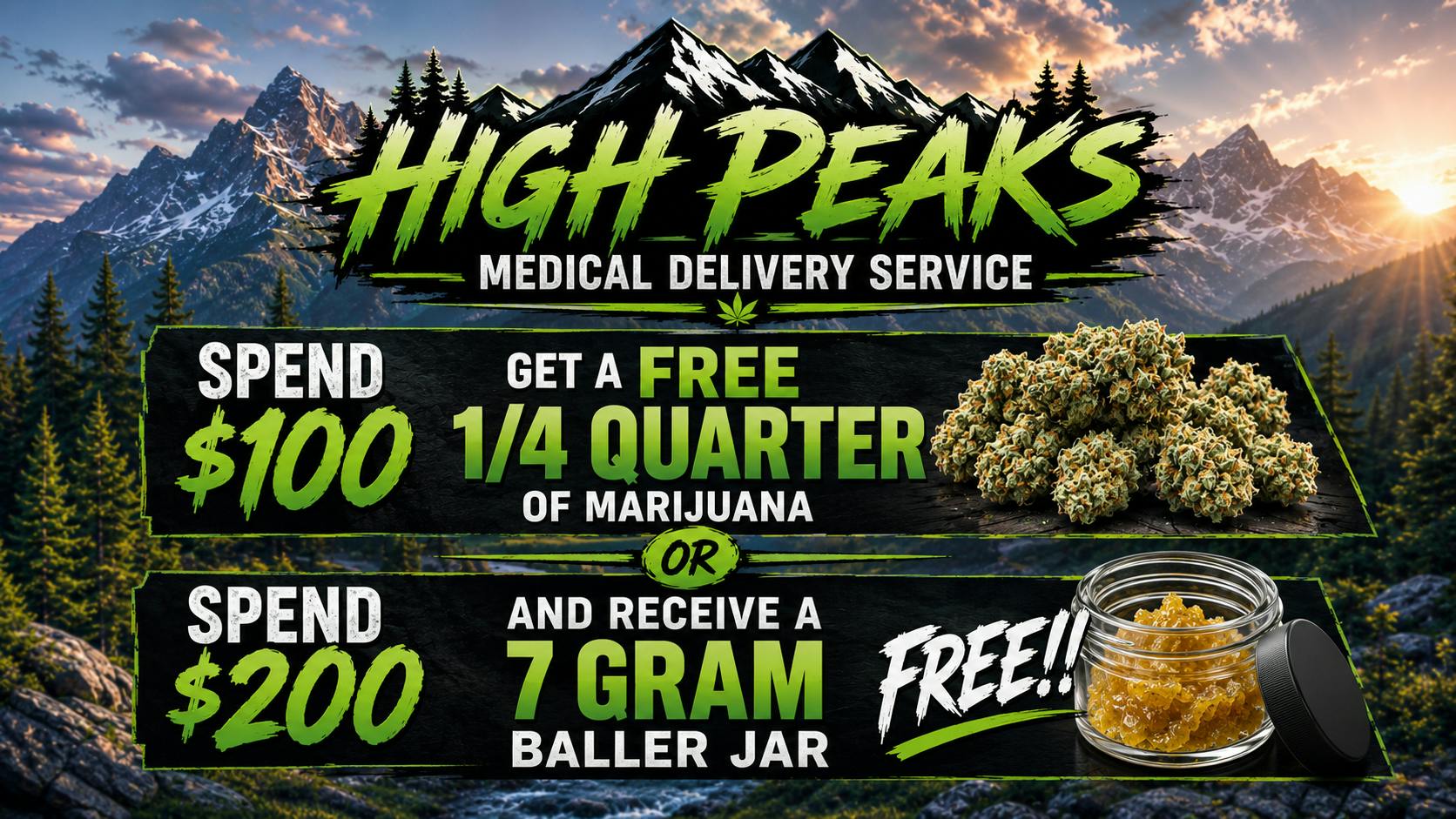 High peaks medical Delivery Freebies/daily Deal