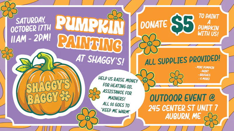 Shaggy's Baggy 10/17 Pumpkin Painting @ Shaggy's for Charity!