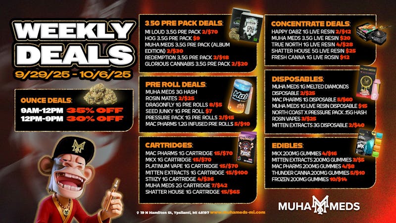 Muha Meds Ypsilanti - Recreational MONDAYS AND WEED JUST GO TOGETHER! 1PM-5PM ONLY!