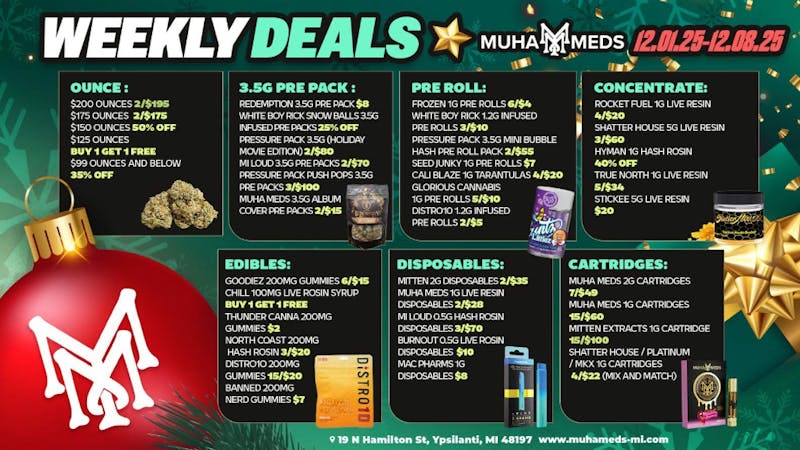 Muha Meds Ypsilanti - Recreational WEEKLY VIBES!! 12/1/25