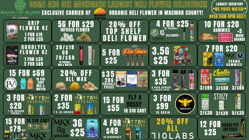 Bank of Buds Cannabis Co - NOW OPEN 30% OFF FIRST TIME CUST.OR SPEND $69 GET A FREE OZ