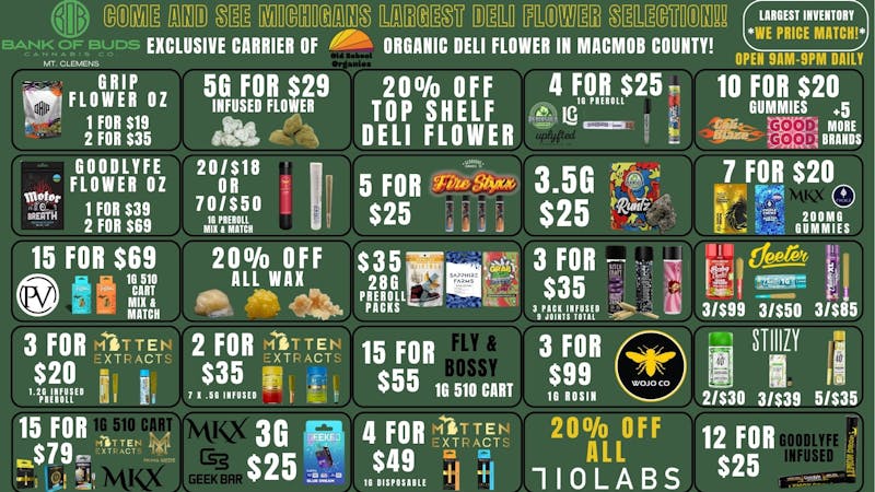 Bank of Buds Cannabis Co - NOW OPEN 30% OFF FIRST TIME CUST.OR SPEND $69 GET A FREE OZ