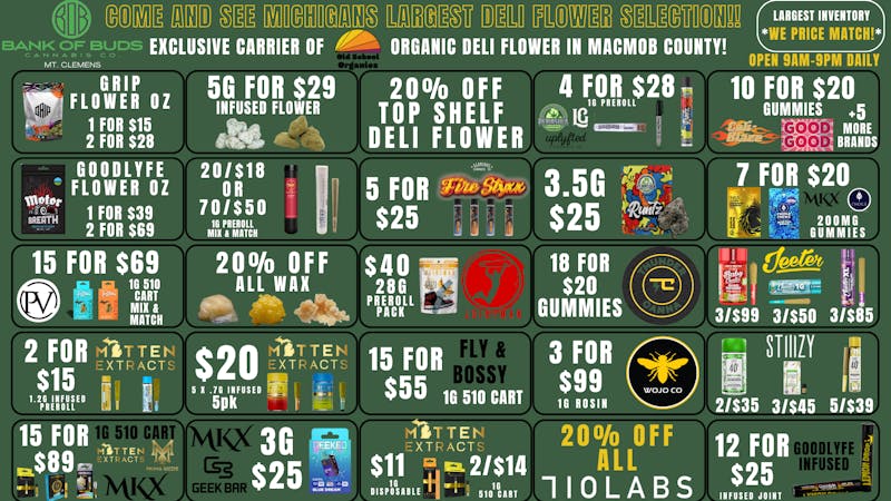 Bank of Buds Cannabis Co - NOW OPEN 30% OFF FIRST TIME CUST.OR SPEND $69 GET A FREE OZ