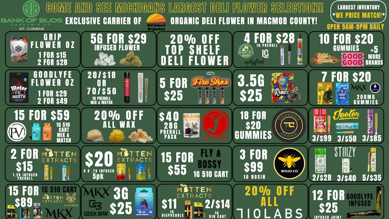 Bank of Buds Cannabis Co - NOW OPEN 40% OFF FIRST TIME CUST.OR SPEND $69 GET A FREE OZ