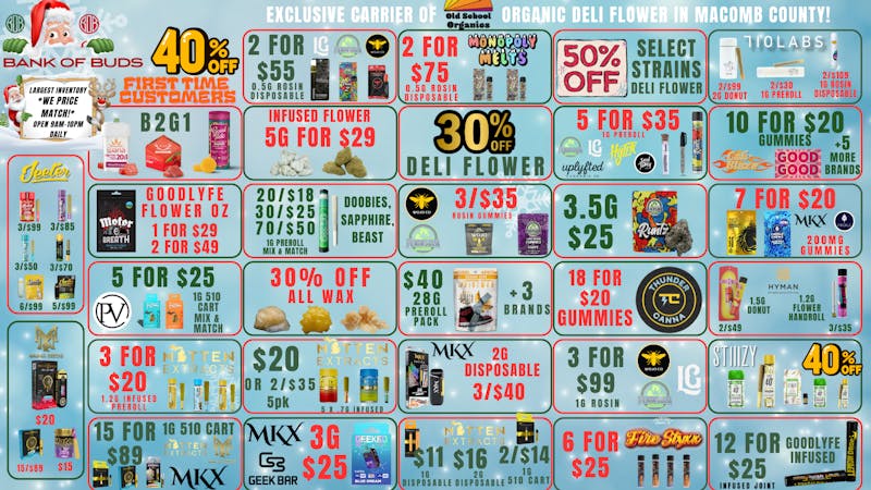 Bank of Buds Cannabis Co - NOW OPEN 🔥12 DAYS OF CHRISTMAS 50% OFF DAILY BRANDS🔥