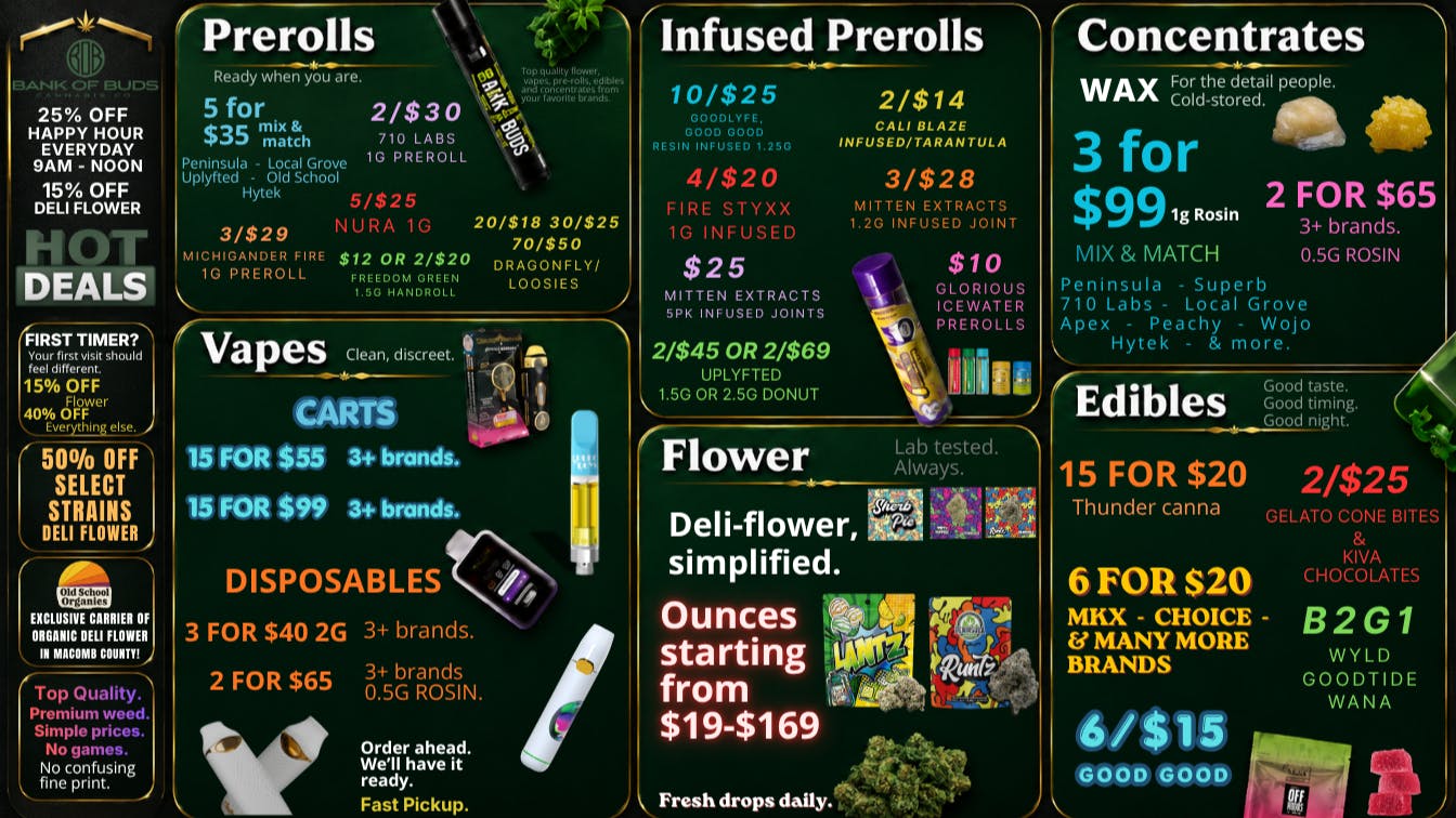 Bank of Buds Cannabis Co - NOW OPEN BANK OF BUDS DEALS!! 🔥
