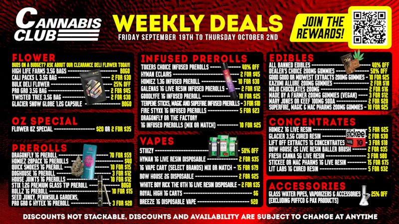 Cannabis Club - New Buffalo 🔥 Cannabis Club Weekly Deals Are Here! 🌿💨