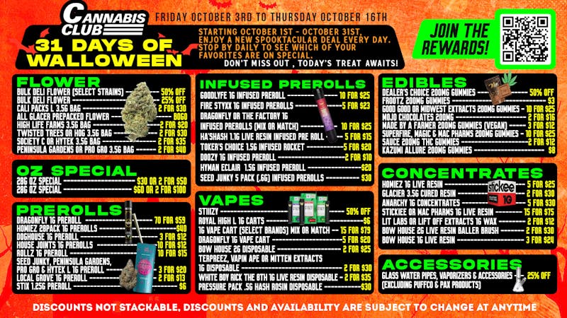 Cannabis Club - New Buffalo 🎃 31 Days of Halloween Deals at CannabisClub 👻