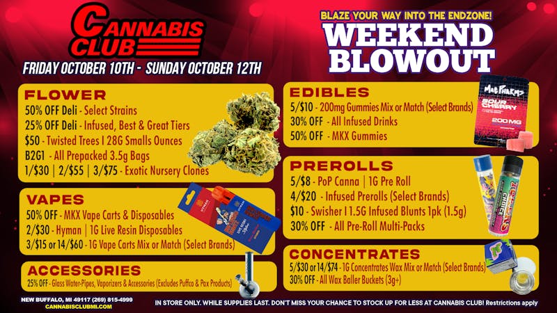 Cannabis Club - New Buffalo 🏈 Blaze Into Savings: CannabisClub Weekend Deals!