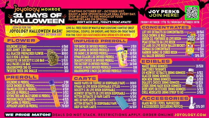 Joyology of Monroe Spooktacular Deals All Month at Joyology Monroe!👻