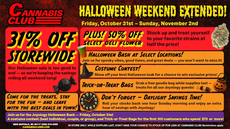 Cannabis Club - New Buffalo 🎃 Halloween Weekend Extended at Cannabis Club 👻