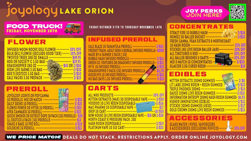 Joyology Lake Orion Delivery 🔥 Joyology Lake Orion Weekly Deals 🌿