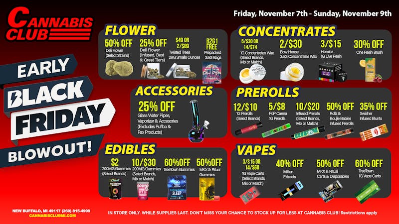Cannabis Club - New Buffalo 🔥 Early Black Friday Blowout at Cannabis Club! 🖤
