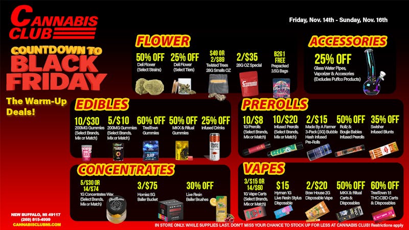 Cannabis Club - New Buffalo 🔥 Cannabis Club Black Friday Warm-Up Deals! 🌿💥