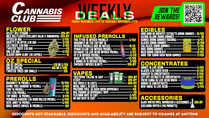 Cannabis Club - New Buffalo 🔥 Cannabis Club Weekly Deals Are Live! 🌿💥